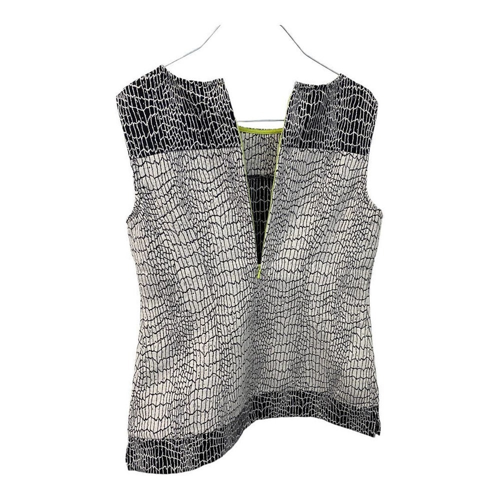 NWT Banana Republic Top 4 Black White Textured Cotton Blend Sleeveless Patterned - Picture 3 of 5